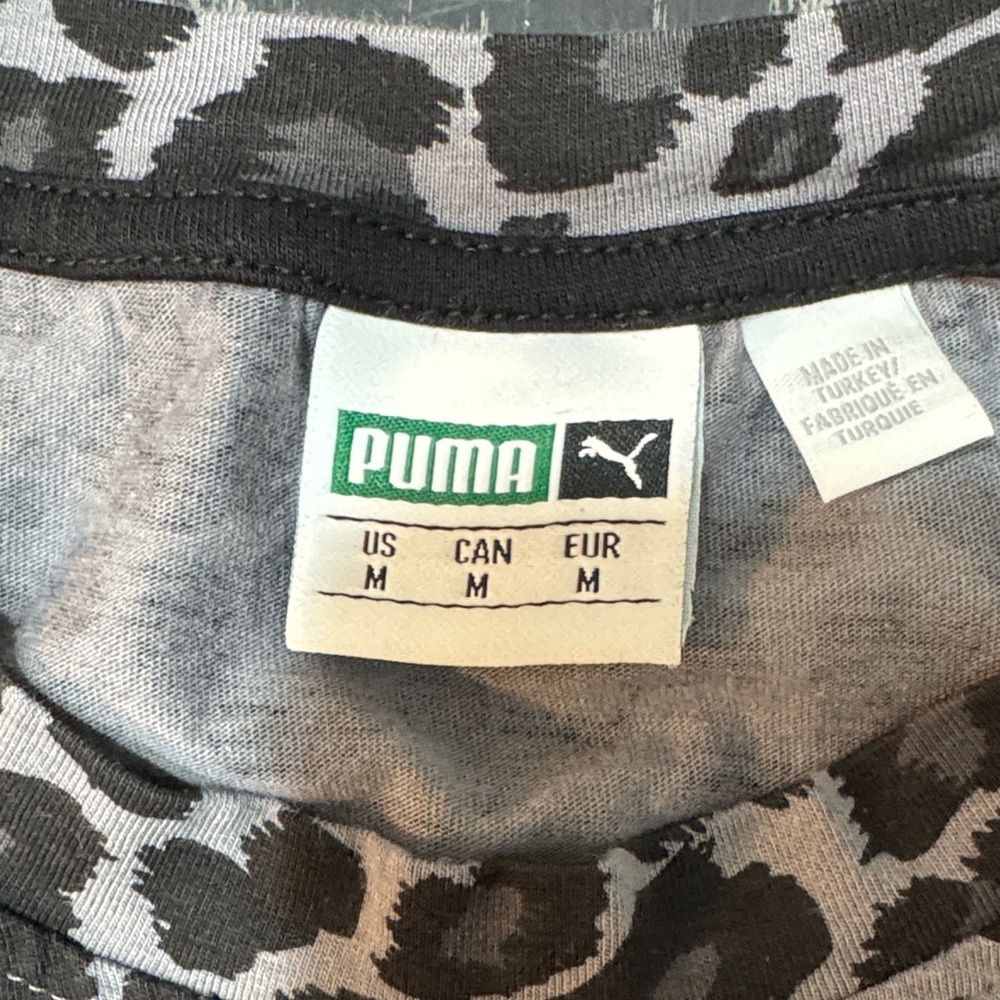 Puma Streetwear Black and Gray Leopard Print Men's Tee - Picture 2 of 9